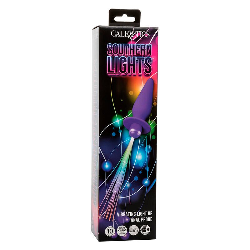 CALEXOTICS - SOUTHERN LIGHTS LIGHT UP ANAL PLUG 10 VIBRATIONS SILICONE PURPLE - Kink&Play
