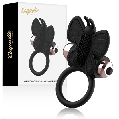 COQUETTE CHIC DESIRE - COCK RING BUTTERFLY WITH VIBRATOR BLACK/ GOLD - Kink&Play