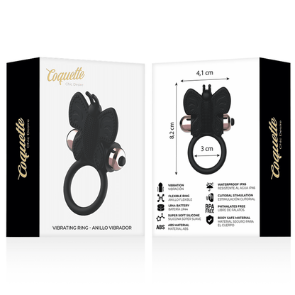 COQUETTE CHIC DESIRE - COCK RING BUTTERFLY WITH VIBRATOR BLACK/ GOLD - Kink&Play