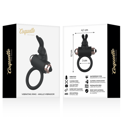 COQUETTE CHIC DESIRE - COCK RING WITH VIBRATOR BLACK/ GOLD - Kink&Play
