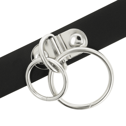 COQUETTE CHIC DESIRE - DOUBLE RING VEGAN LEATHER CHOKER - Kink&Play