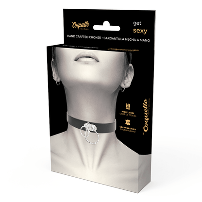 COQUETTE CHIC DESIRE - DOUBLE RING VEGAN LEATHER CHOKER - Kink&Play