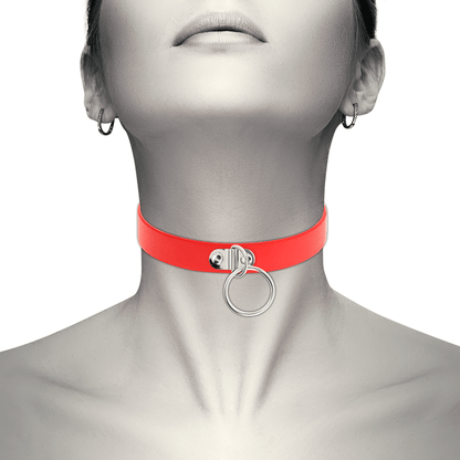 COQUETTE CHIC DESIRE - RED VEGAN LEATHER NECKLACE WOMAN FETISH ACCESSORY - Kink&Play