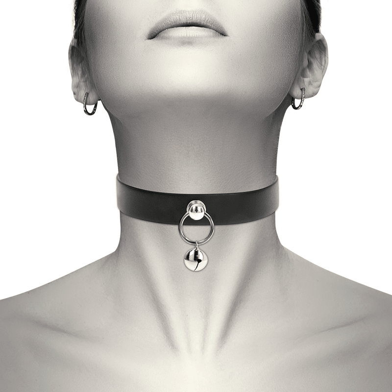 COQUETTE CHIC DESIRE - VEGAN LEATHER NECKLACE WOMAN ACCESSORY RATTLE/HOOP - Kink&Play