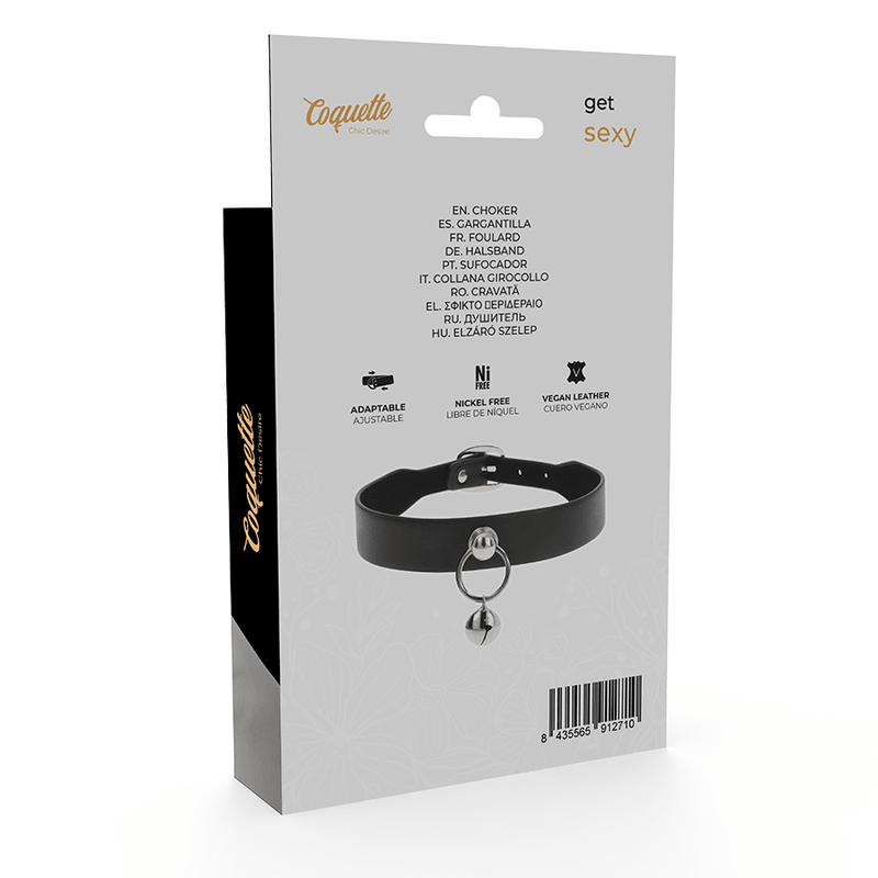 COQUETTE CHIC DESIRE - VEGAN LEATHER NECKLACE WOMAN ACCESSORY RATTLE/HOOP - Kink&Play