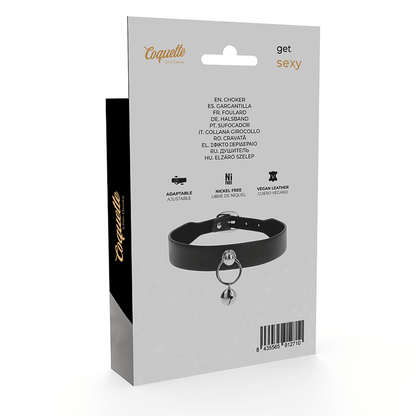 COQUETTE CHIC DESIRE - VEGAN LEATHER NECKLACE WOMAN ACCESSORY RATTLE/HOOP - Kink&Play
