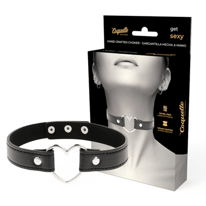 COQUETTE CHIC DESIRE - VEGAN LEATHER NECKLACE WOMAN HEART ACCESSORY - Kink&Play
