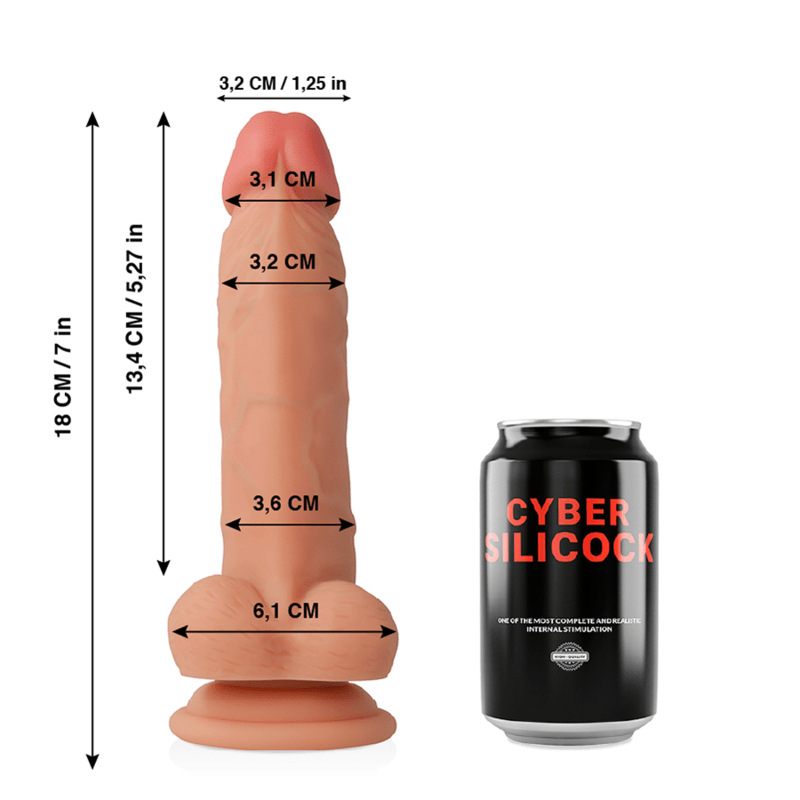 CYBER SILICOCK - JUDE ULTRA REALISTIC SOFT LIQUID SILICONE 18 CM - O - 3.2 CM - Kink&Play