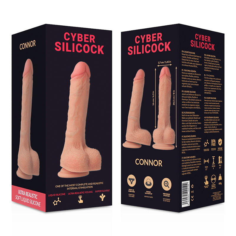 CYBER SILICOCK - STRAP - ON CONNOR LIQUID SILICONE WITH 3 RINGS FREE 20.5 CM - O - 3.7 CM - Kink&Play