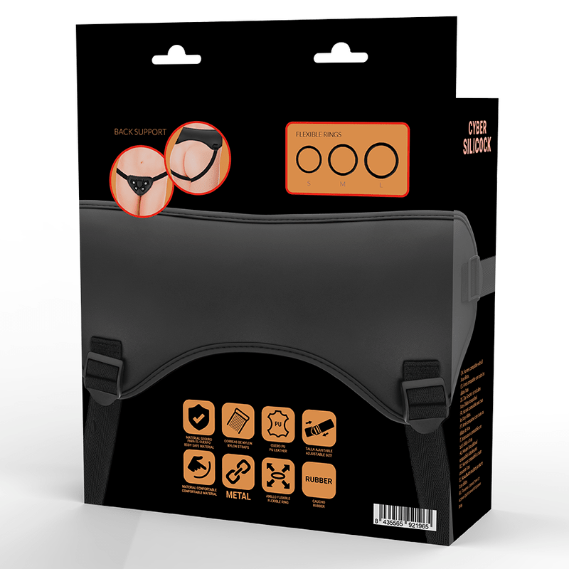 CYBER SILICOCK - STRAP - ON HARNESS WITH 3 RINGS FREE - Kink&Play