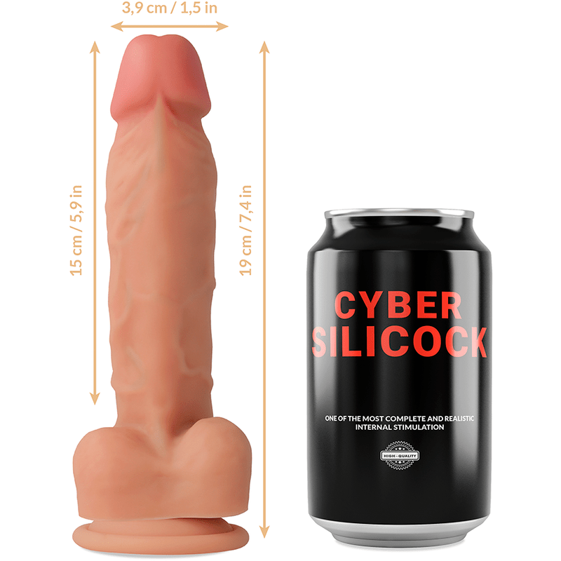 CYBER SILICOCK - STRAP - ON LIQUID SILICONE OLIVER WITH 3 RINGS FREE 19 CM - O - 3.9 CM - Kink&Play