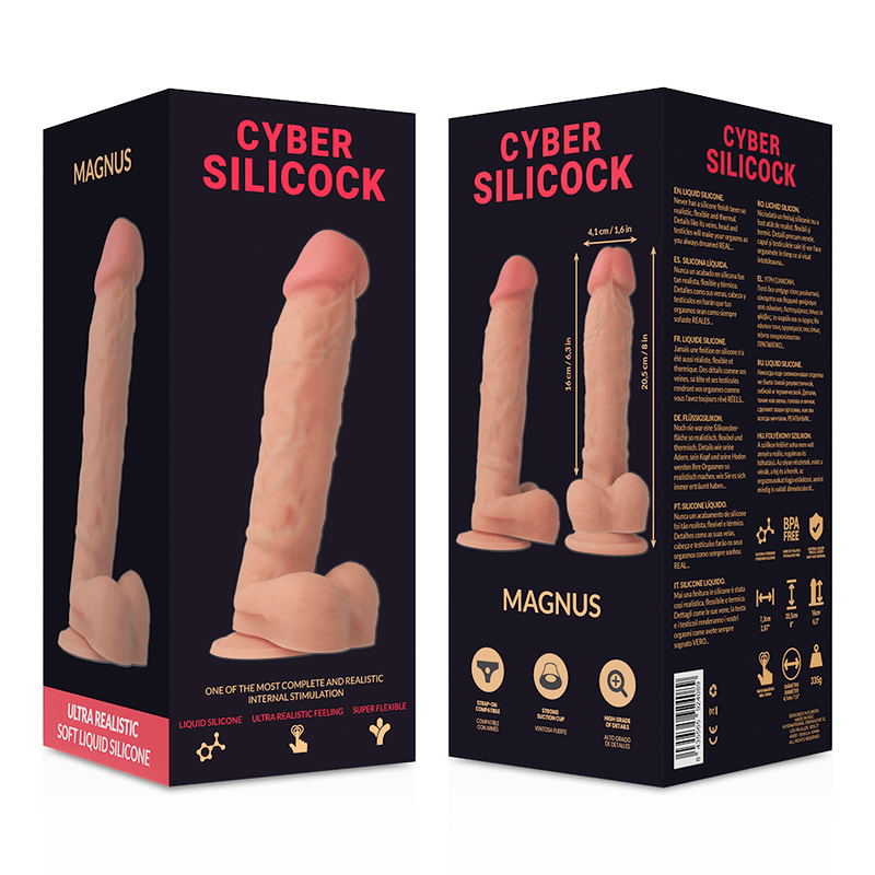 CYBER SILICOCK - STRAP - ON MAGNUS LIQUID SILICONE WITH 3 RINGS FREE 20.5 CM - O - 4.1 CM - Kink&Play