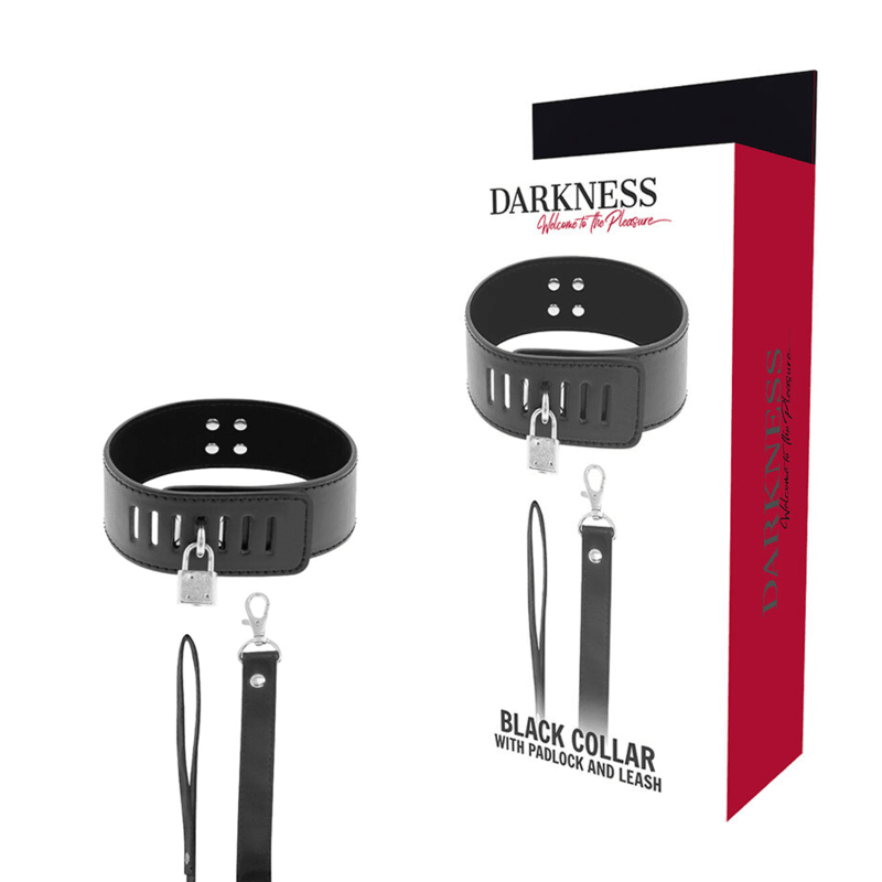 DARKNESS - BDSM COLLAR WITH BLACK LOCK - Kink&Play