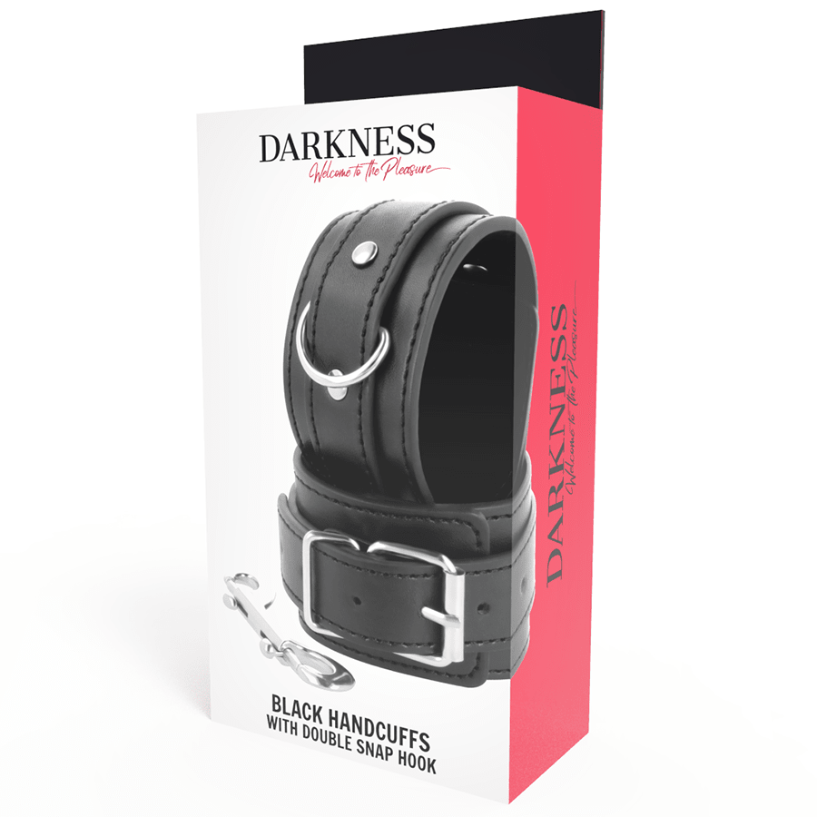 DARKNESS - BLACK ADJUSTABLE HANDCUFFS WITH DOUBLE REINFORCEMENT TAPE - Kink&Play