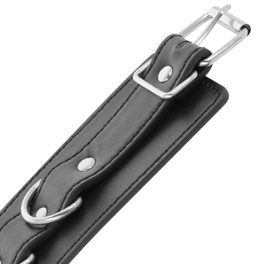 DARKNESS - BLACK ADJUSTABLE LEATHER ANKLE HANDCUFFS - Kink&Play