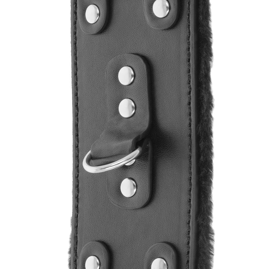 DARKNESS - BLACK ADJUSTABLE LEATHER HANDCUFFS WITH LINING - Kink&Play