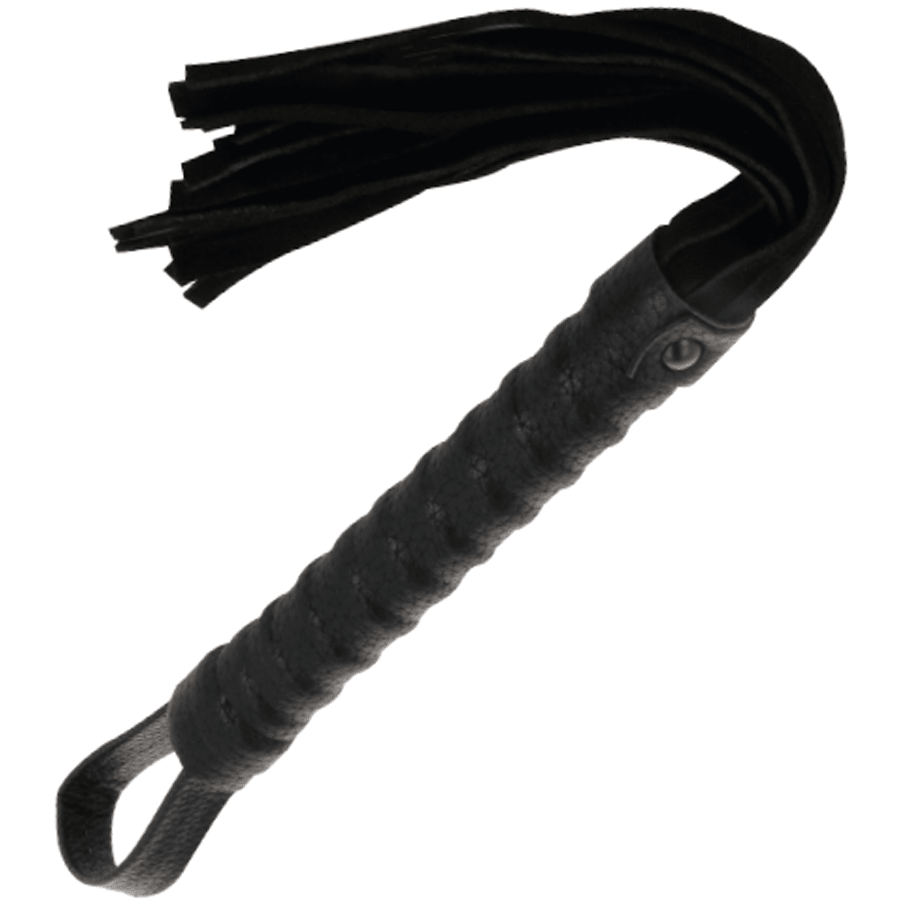 DARKNESS - BLACK BONDAGE WHIP WITH LEATHER HANDLE - Kink&Play