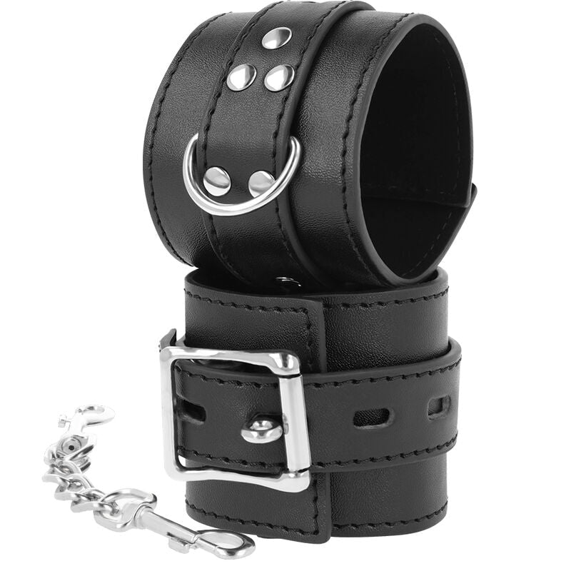 DARKNESS - BLACK LEATHER HANDCUFFS - Kink&Play