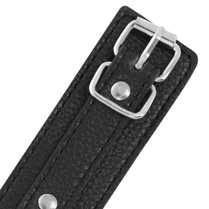 DARKNESS - BLACK TEXTURED LEATHER HANDCUFFS - Kink&Play