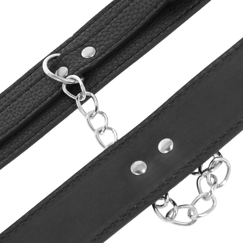 DARKNESS - BLACK TEXTURED LEATHER HANDCUFFS - Kink&Play