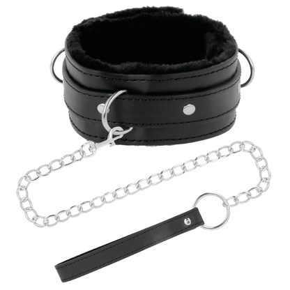 DARKNESS - COMFORTABLE POSTURE NECKLACE WITH LEATHER CHAIN - Kink&Play