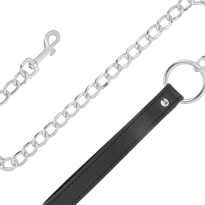 DARKNESS - COMFORTABLE POSTURE NECKLACE WITH LEATHER CHAIN - Kink&Play