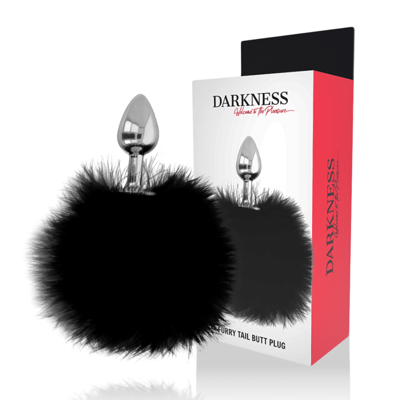 DARKNESS - EXTRA ANAL BUTTPLUG WITH TAIL BLACK 7 CM - Kink&Play