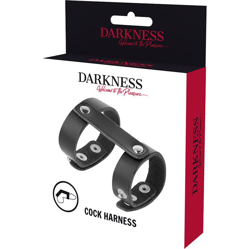 DARKNESS - LEATHER ADJUSTABLE PENIS AND TESTICLE RING - Kink&Play