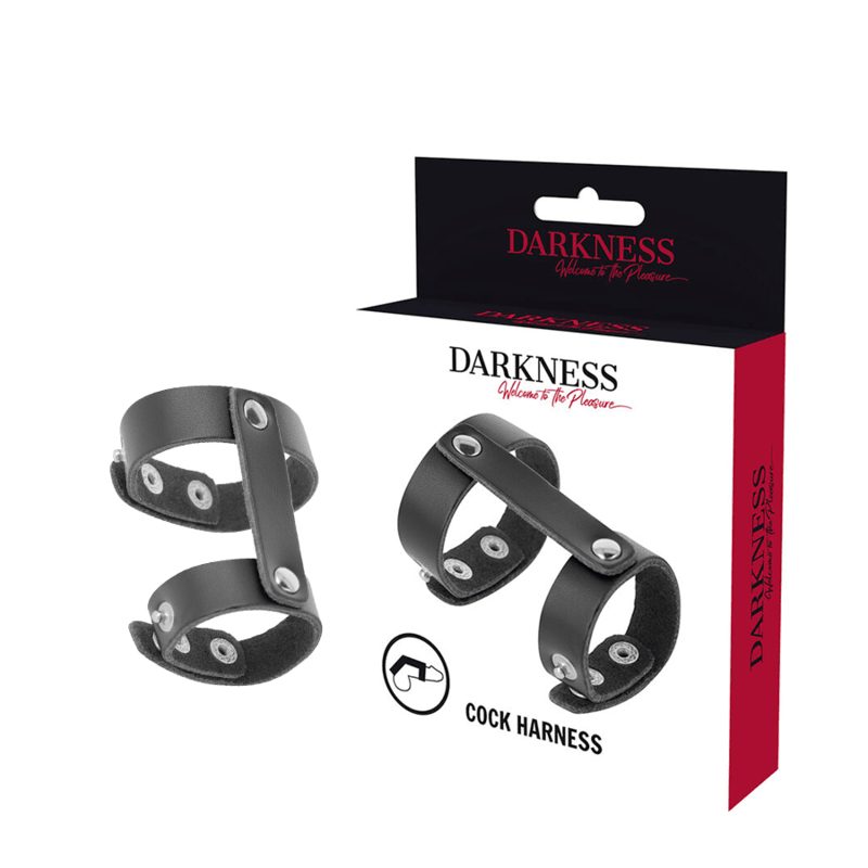 DARKNESS - LEATHER ADJUSTABLE PENIS AND TESTICLE RING - Kink&Play