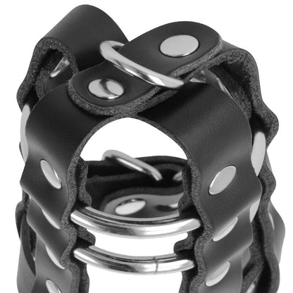 DARKNESS - LEATHER CHASTITY CAGE WITH LOCK - Kink&Play