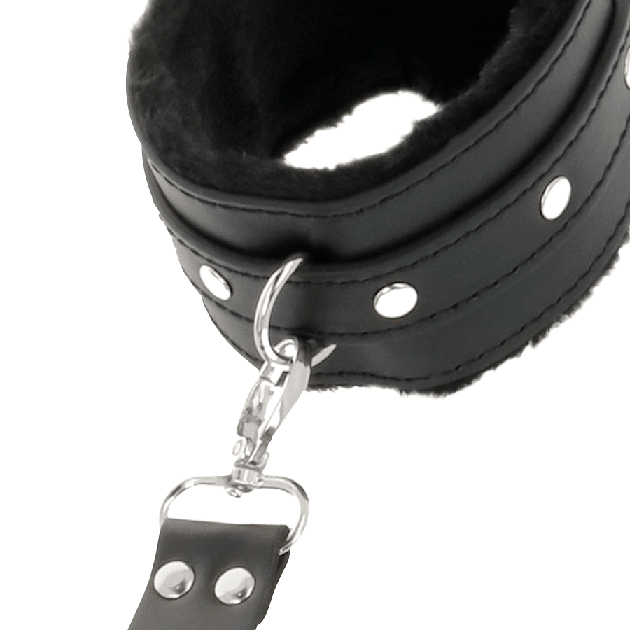 DARKNESS - LEATHER HANDCUFFS FOR FOOT AND HANDS BLACK - Kink&Play