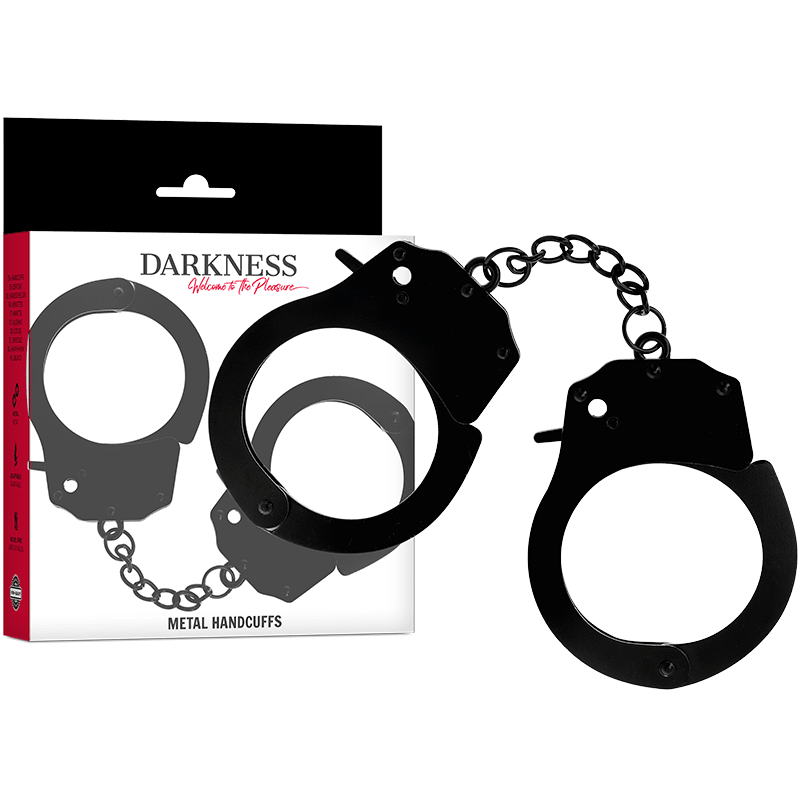 DARKNESS - METAL HANDCUFFS FOR BLACK HANDS - Kink&Play