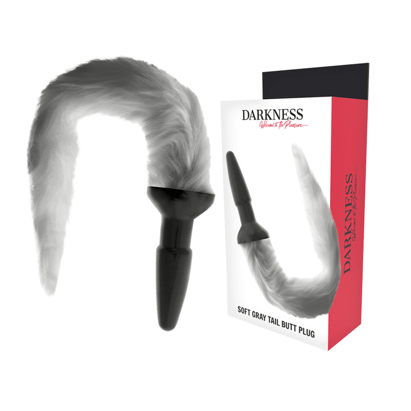 DARKNESS - SILICONE ANAL PLUG WITH GRAY TAIL - Kink&Play