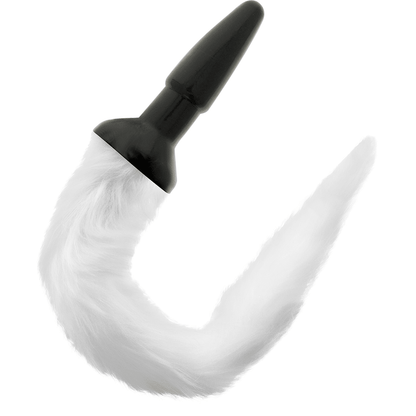 DARKNESS - SILICONE ANAL PLUG WITH WHITE TAIL - Kink&Play