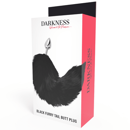 DARKNESS - SILVER ANAL PLUG 8 CM WITH BLACK TAIL - Kink&Play