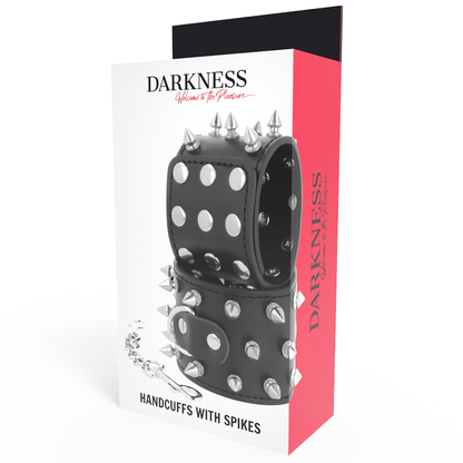 DARKNESS - SKULLS AND BONES BLACK SPIKED HANDCUFFS - Kink&Play