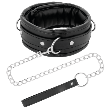 DARKNESS - SOFT LEATHER NECKLACE WITH CHAIN - Kink&Play