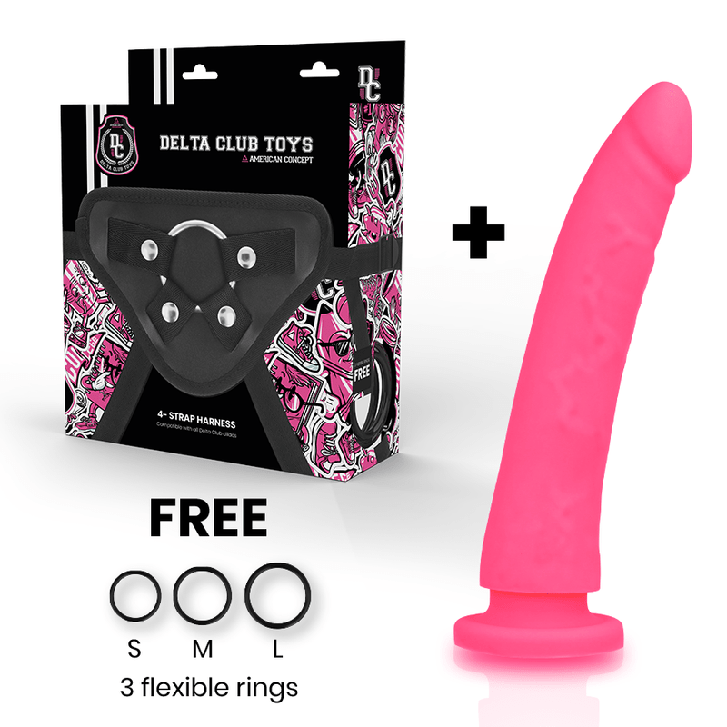 DELTA CLUB - TOYS HARNESS + DONG PINK SILICONE 20 CM - O - 4 CM - Kink&Play