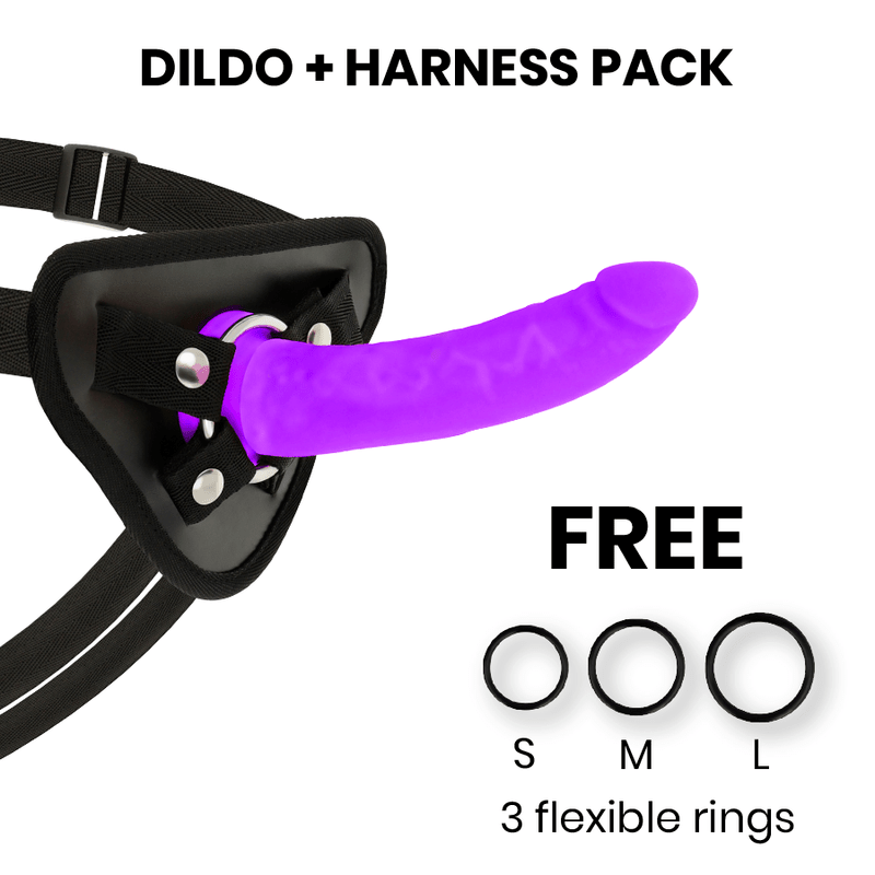 DELTA CLUB - TOYS HARNESS + DONG PURPLE SILICONE 17 CM - O - 3 CM - Kink&Play