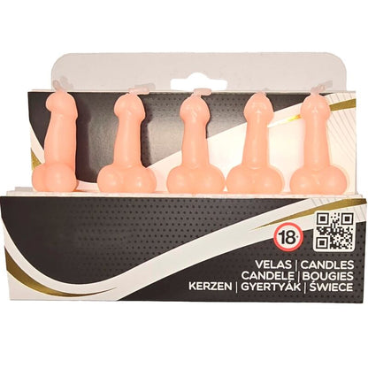 DIABLO PICANTE - BOX OF 5 FLESH PENIS - SHAPED CANDLES - Kink&Play
