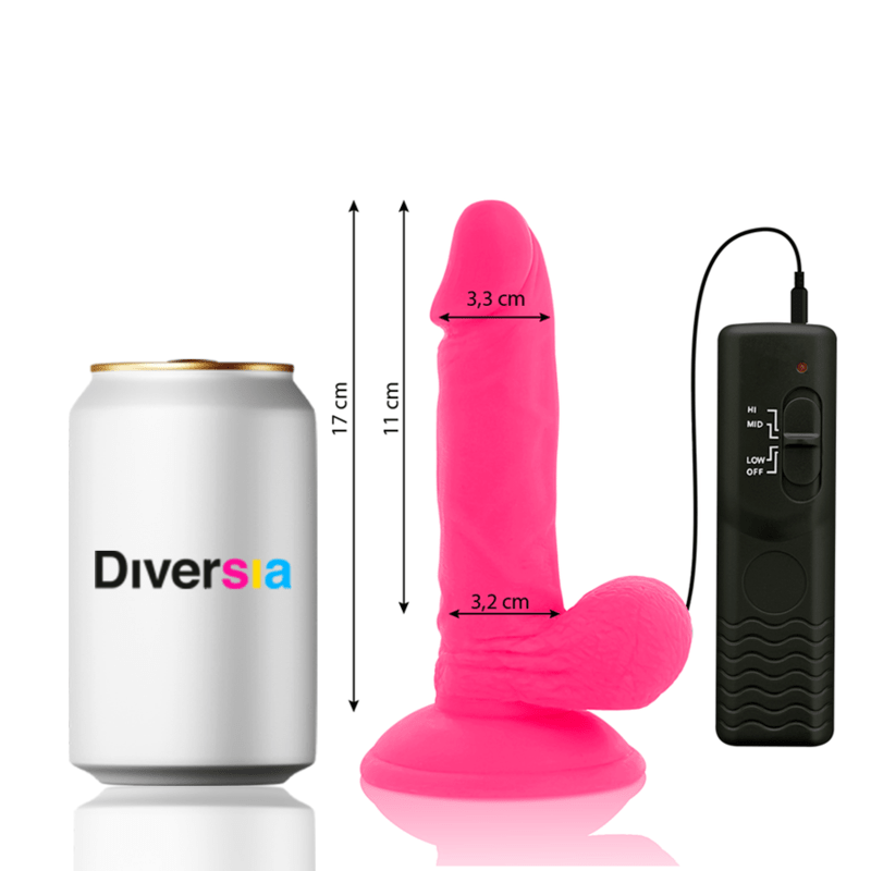 DIVERSIA - FLEXIBLE VIBRATING DILDO PINK 17 CM - O - 3.3 CM - Kink&Play
