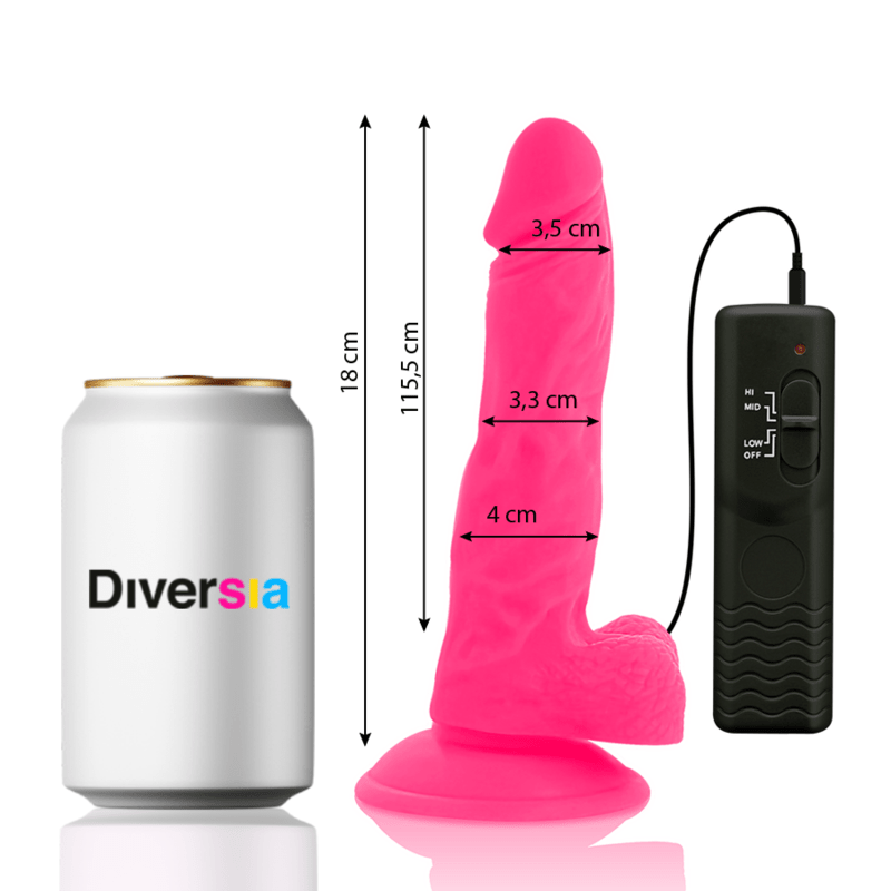 DIVERSIA - FLEXIBLE VIBRATING DILDO PINK 18 CM - O - 4 CM - Kink&Play