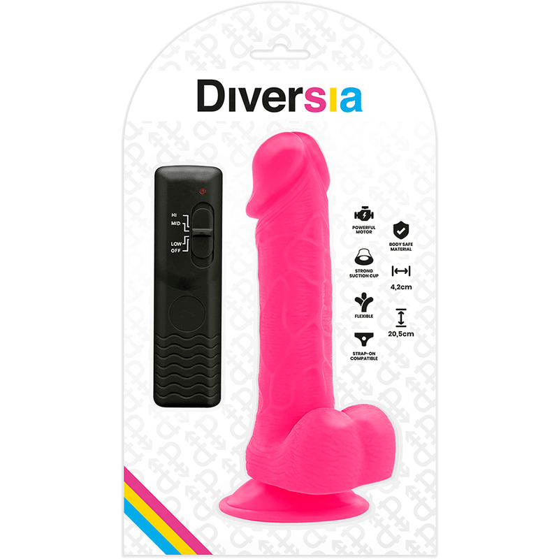 DIVERSIA - FLEXIBLE VIBRATING DILDO PINK 20.5 CM - O - 4.2 CM - Kink&Play