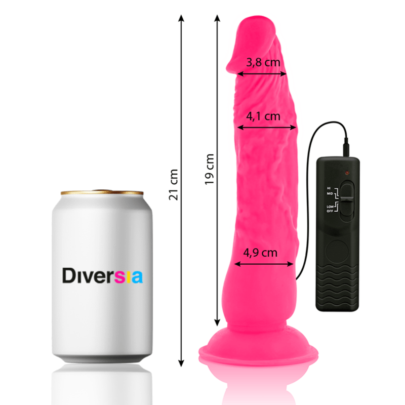 DIVERSIA - FLEXIBLE VIBRATING DILDO PINK 21 CM - O - 4.9 CM - Kink&Play