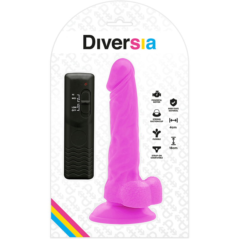 DIVERSIA - FLEXIBLE VIBRATING DILDO PURPLE 18 CM - O - 4 CM - Kink&Play