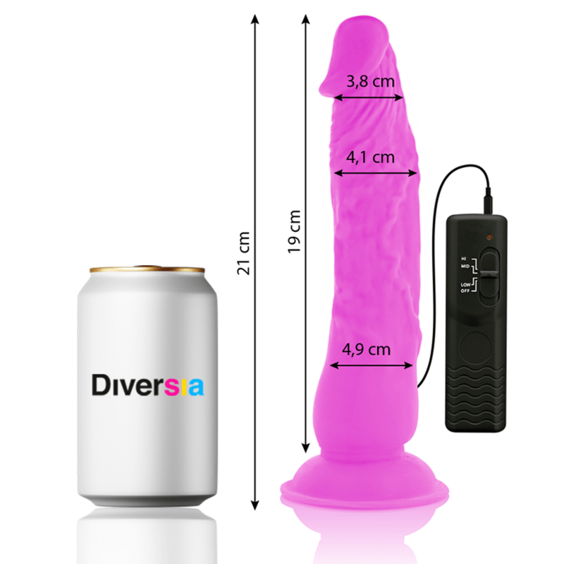DIVERSIA - FLEXIBLE VIBRATING DILDO PURPLE 21 CM - O - 4.9 CM - Kink&Play