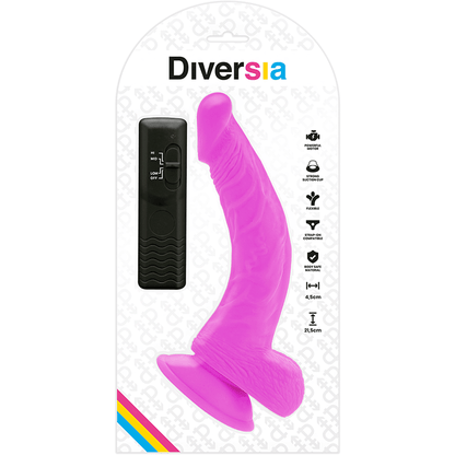 DIVERSIA - FLEXIBLE VIBRATING DILDO PURPLE 21.5 CM - O - 4.5 CM - Kink&Play