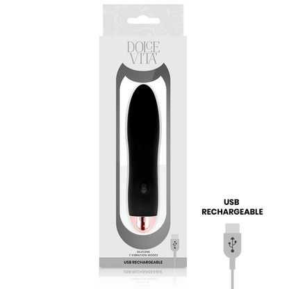 DOLCE VITA - RECHARGEABLE VIBRATOR FOUR BLACK 7 SPEEDS - Kink&Play