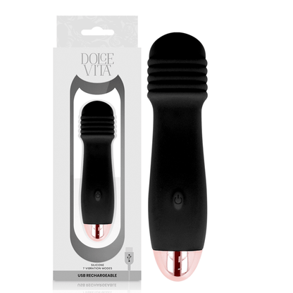 DOLCE VITA - RECHARGEABLE VIBRATOR THREE BLACK 7 SPEED - Kink&Play