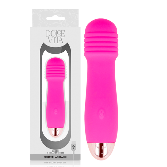 DOLCE VITA - RECHARGEABLE VIBRATOR THREE PINK 7 SPEEDS - Kink&Play